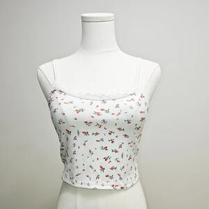 Floral crop top tank lace detail Size S